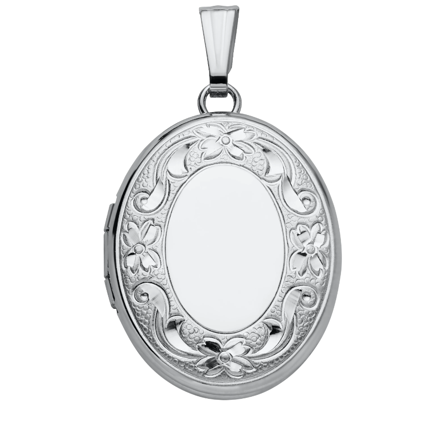 Sterling Silver Oval Filigree Signet Locket with Rolo Chain (18 inches)