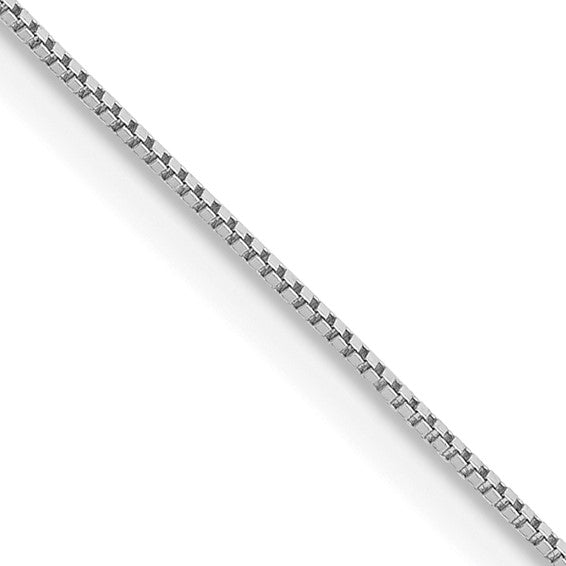 14K White Gold Carded .5mm Box Link with Spring Ring Clasp Chain 16in