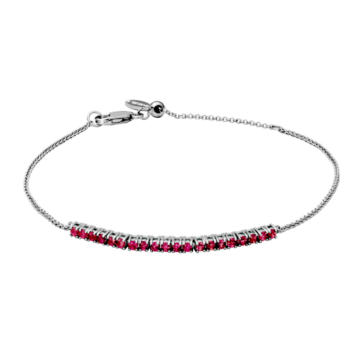 Sterling Silver Genuine Ruby Round 2mm Adjustable "Dazzle" Bracelet