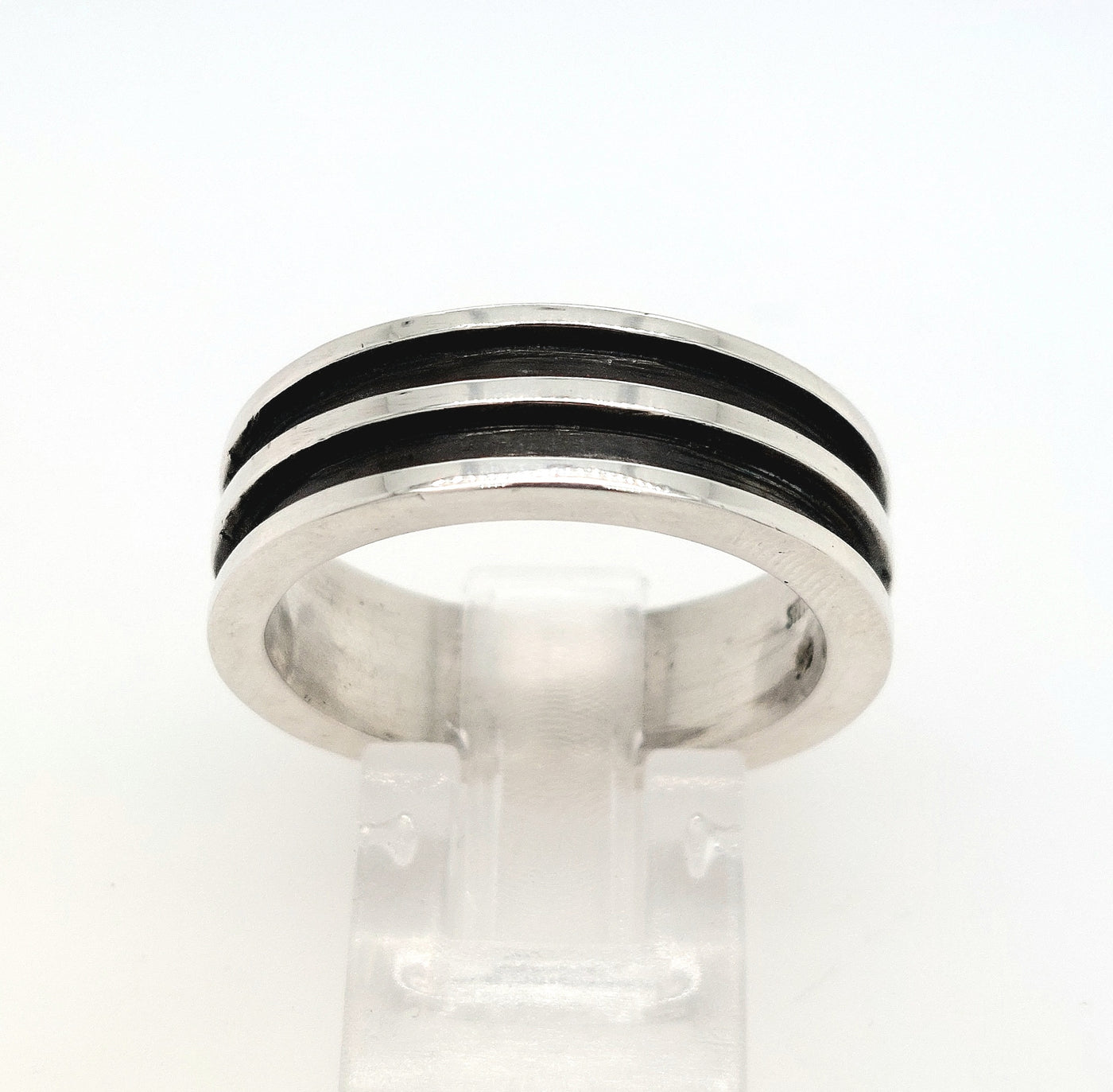 SS Gent's 2-D Grooved Ring Size:10.50