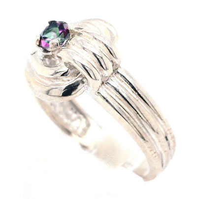 Sterling Silver 4mm Round Mystic Topaz Ring (Size 7.50)