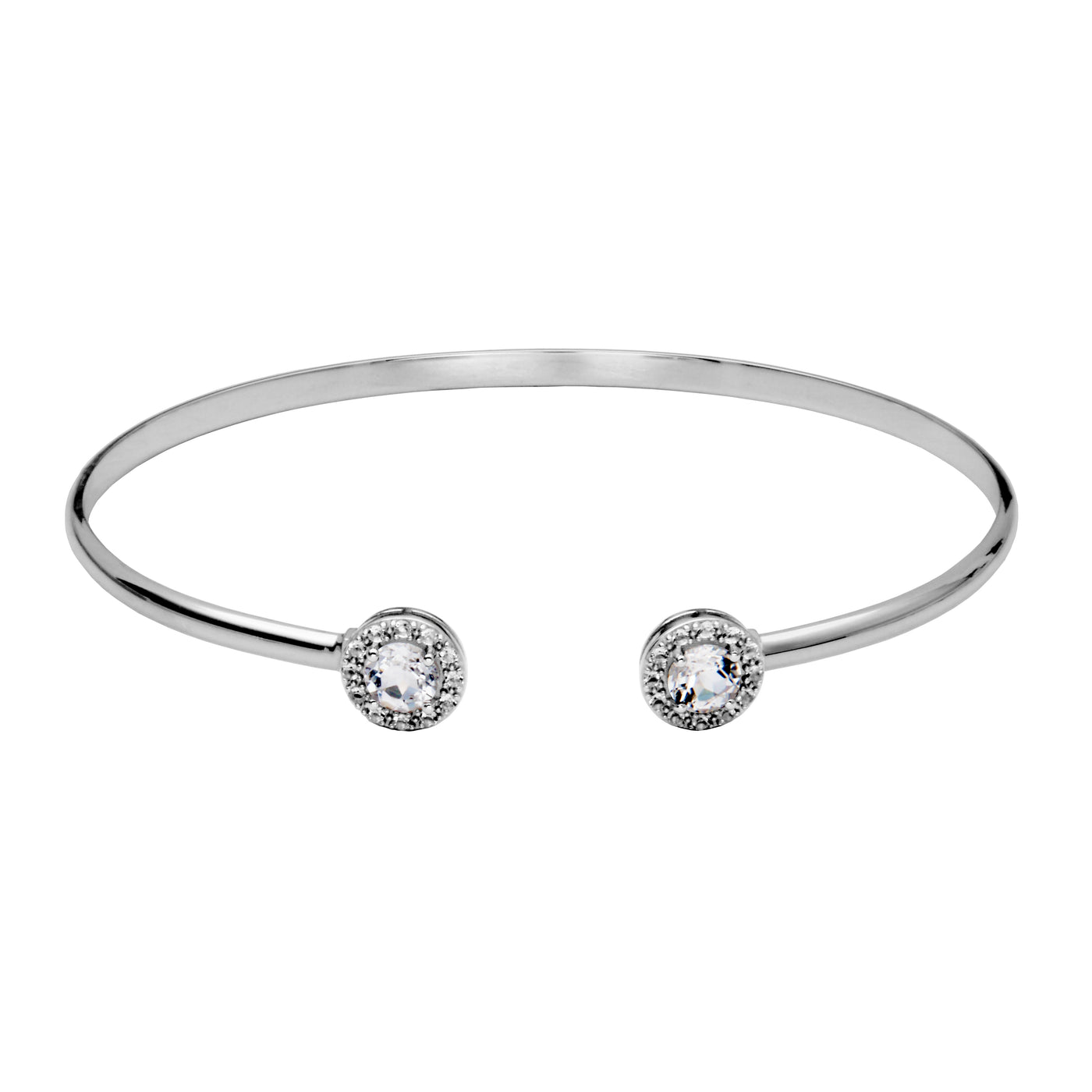 Sterling Silver White Topaz & White Topaz Cuff Bracelet