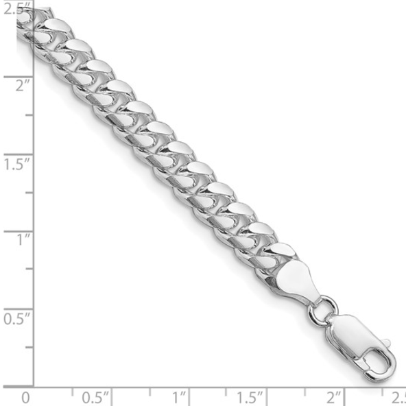 Sterling Silver Rhodium-plated 7mm Domed Diamond-cut Curb Chain (9 inches)