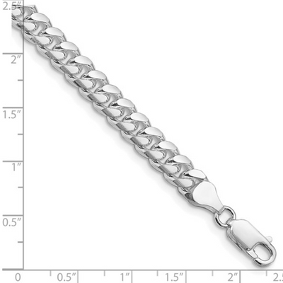 Sterling Silver Rhodium-plated 7mm Domed Diamond-cut Curb Chain (9 inches)