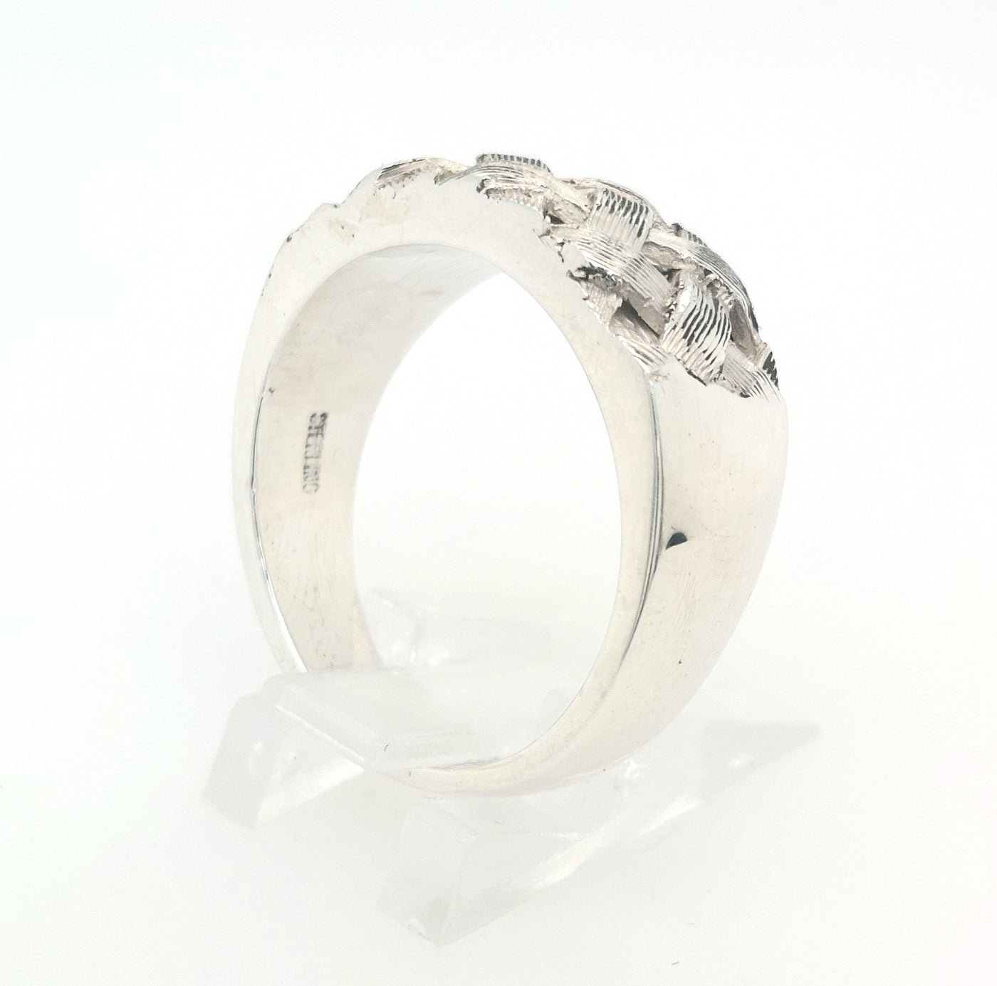 SS Recessed Woven Design Ring Size:10.25