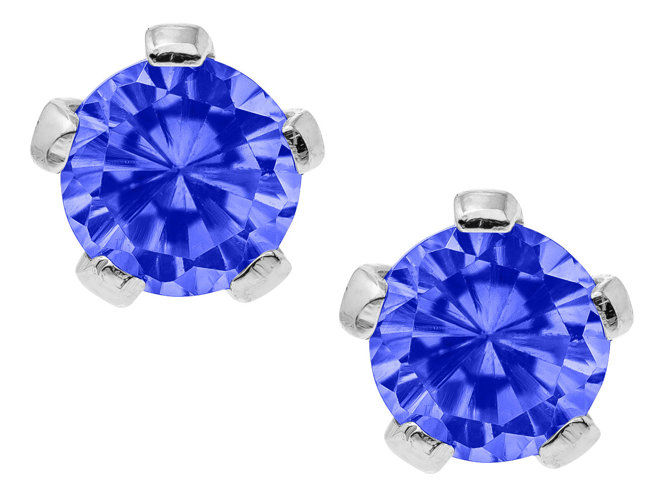 Sterling Silver Synthetic Sapphire Children's Earrings