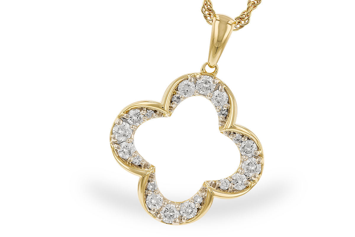 14KY 0.32ctTW Diamond Clover Necklace