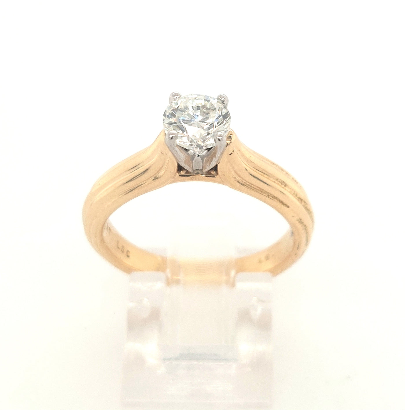 18KY 0.97ct RBC Solitaire J/SI1 Natural GIA Diamond Engagement Ring