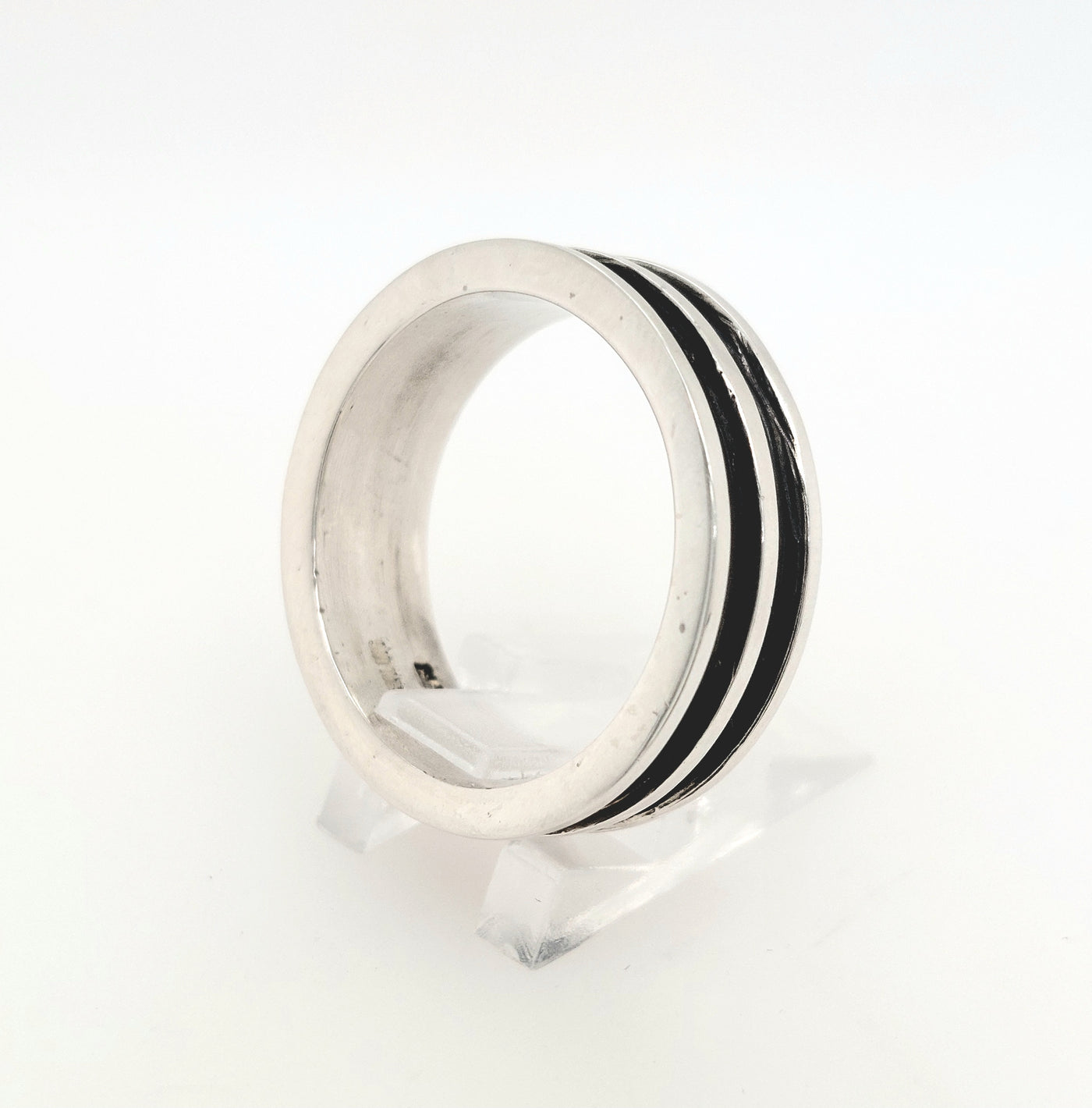 SS Gent's 2-D Grooved Ring Size:10.50