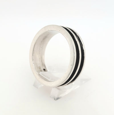 SS Gent's 2-D Grooved Ring Size:10.50