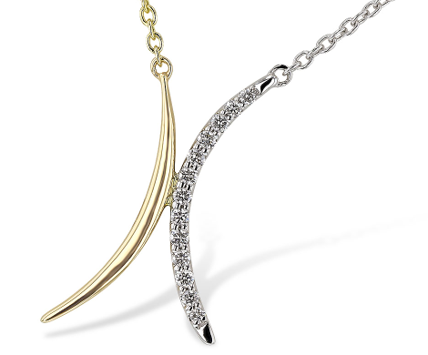 14K Two Tone Diamond Necklace (18 inches)