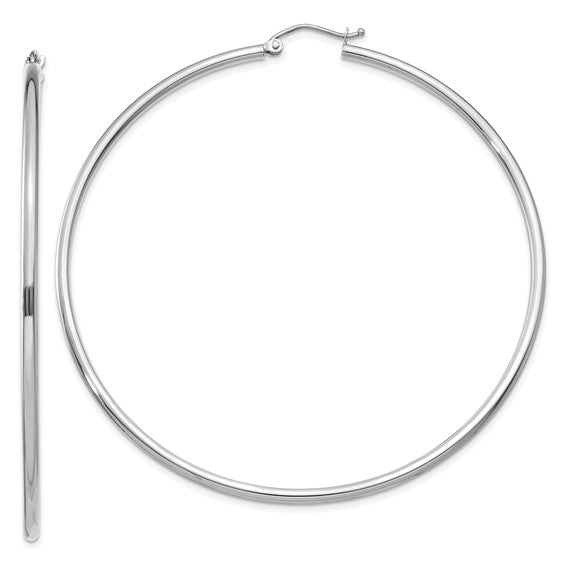 14K White Gold 40mm Lightweight Tube Hoops