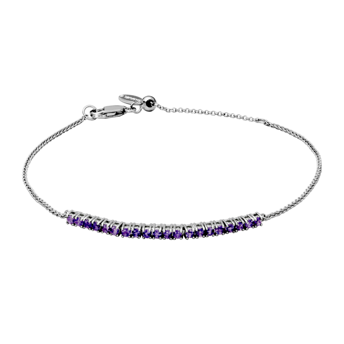 Sterling Silver African Amethyst 2mm Adjustable "Dazzle" Bracelet