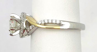 14K White and Yellow Gold Diamond Engagement Ring