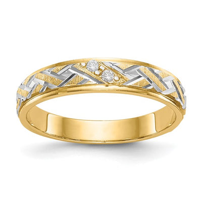 14K Two-Tone Ladies Diamond Wedding Band (Size 6)