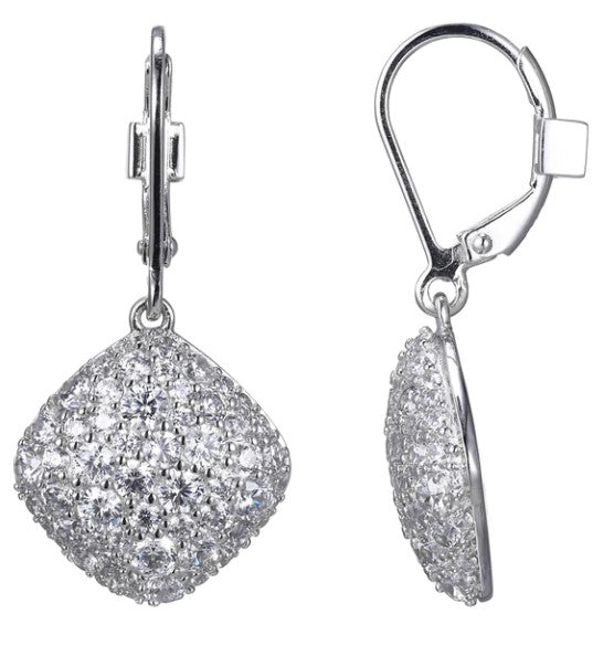 Rhodium Plated Sterling Silver ELLE "Glimmer" Cubic Zirconia Earrings