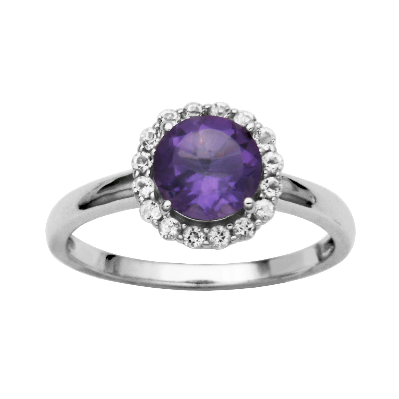 Sterling Silver African Amethyst & White Topaz Ring