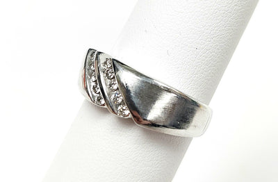 14K White Gold Gent's Two- Row Diamond Wedding Band