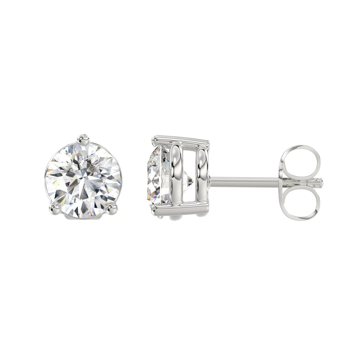 14KW 3.00ctTW Lab-Grown Martini-Set Diamond Studs