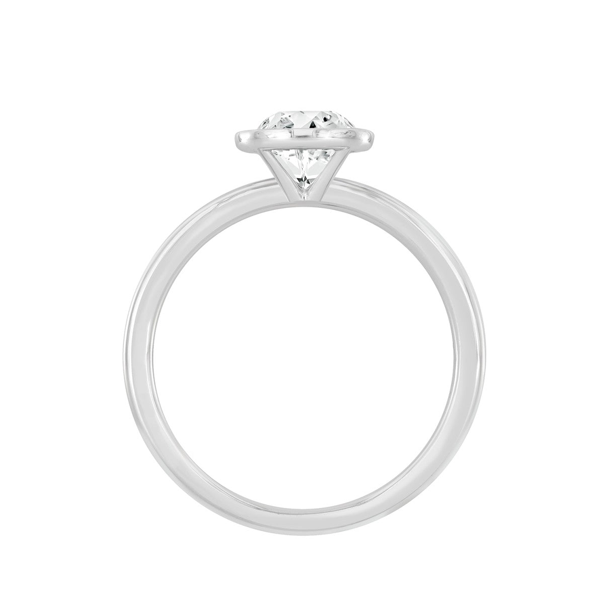 14KW 2.00ct RBC F-G/VS2-SI1 Bezel-Set Lab-Grown Diamond Solitaire Engagement Ring