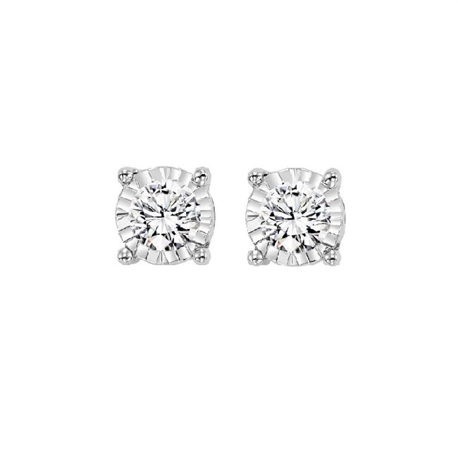 14KW 0.10ctTW Illusion-set Diamond Studs