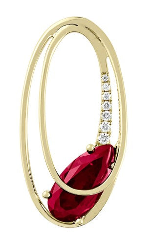 14KY Chatham Lab-Grown Pear-Shaped Ruby Pendant