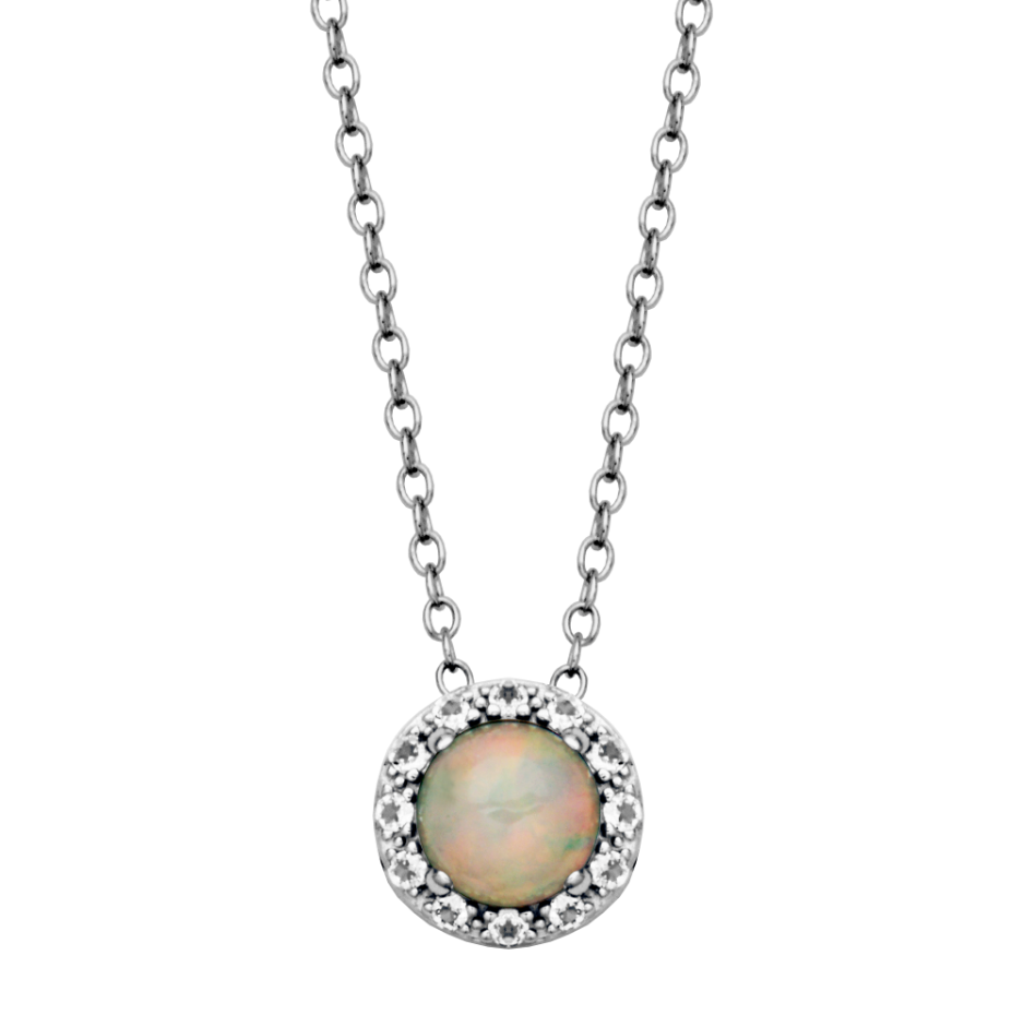 Sterling Silver Ethiopian Opal & White Topaz "Dazzle" Necklace