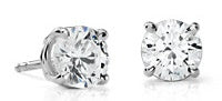 14KW .74ctTW RBC Diamond Stud Earring Pair