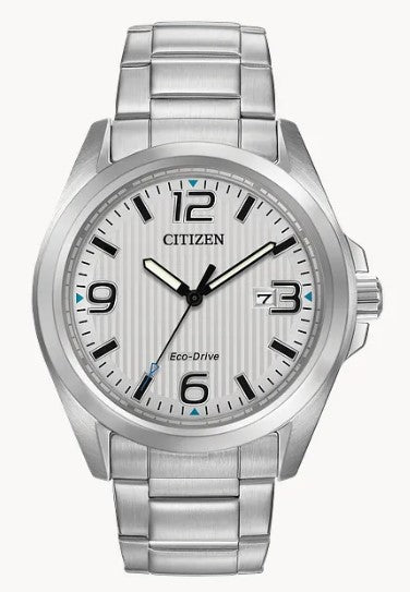 Gent's Citizen Eco-Drive "Garrison" Watch with Silver Tapestry Dial