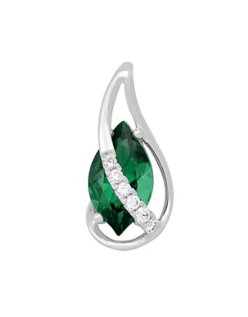 14KY Chatham Lab-Grown Emerald and Diamond Pendant