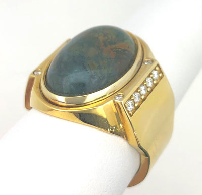 14KY Moss Agate Ring Size:10