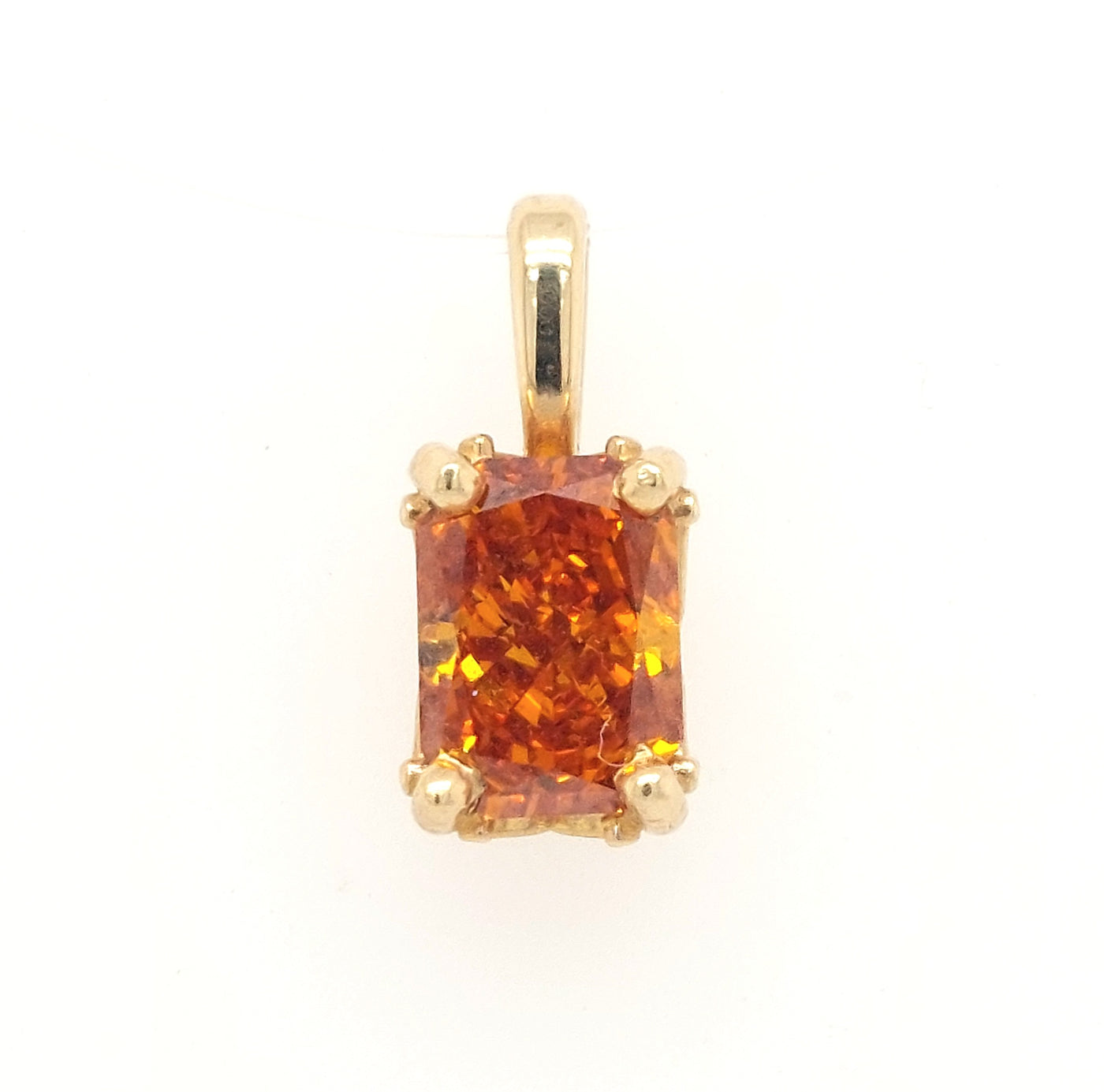 14KY Solitaire Radiant-Cut Tangerine Diamond Pendant 0.80ct