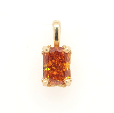 14KY Solitaire Radiant-Cut Tangerine Diamond Pendant 0.80ct