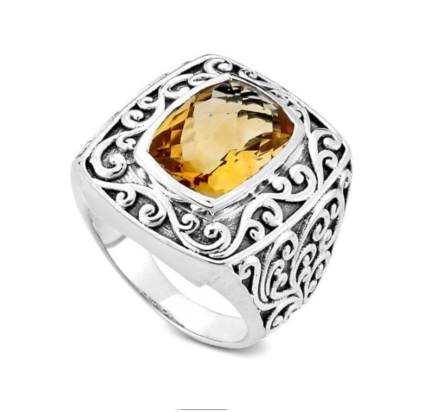 Sterling Silver Citrine "Chloe Ring" Size 8