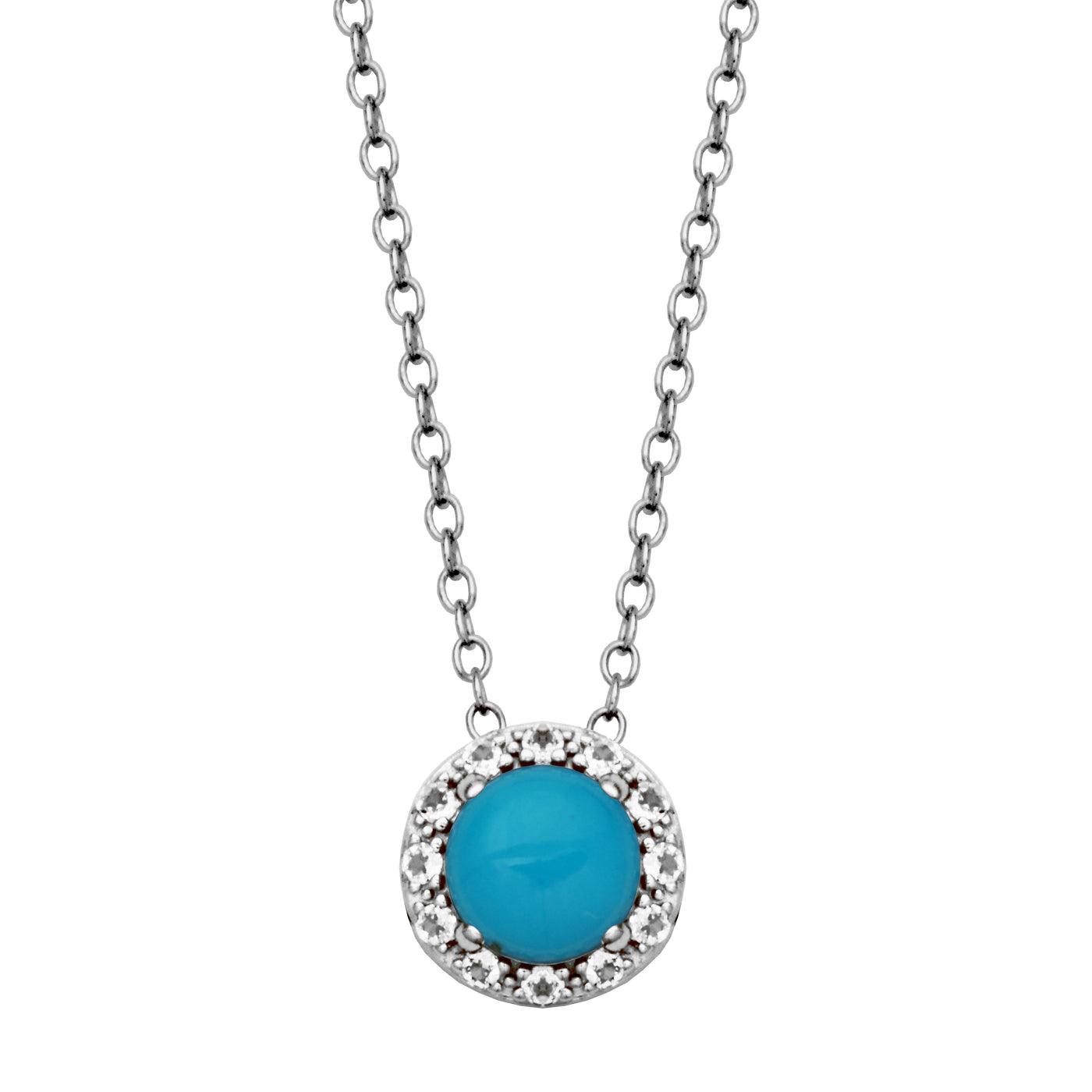 Sterling Silver Sleeping Beauty Turquoise & White Topaz "Dazzle" Necklace