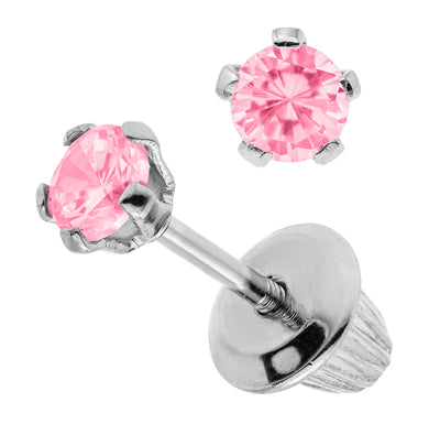 Sterling Silver Synthetic Rose Children's Earrings