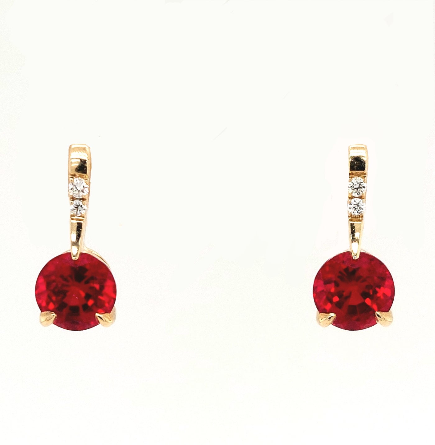 14KY Chatham Ruby Earring Pair