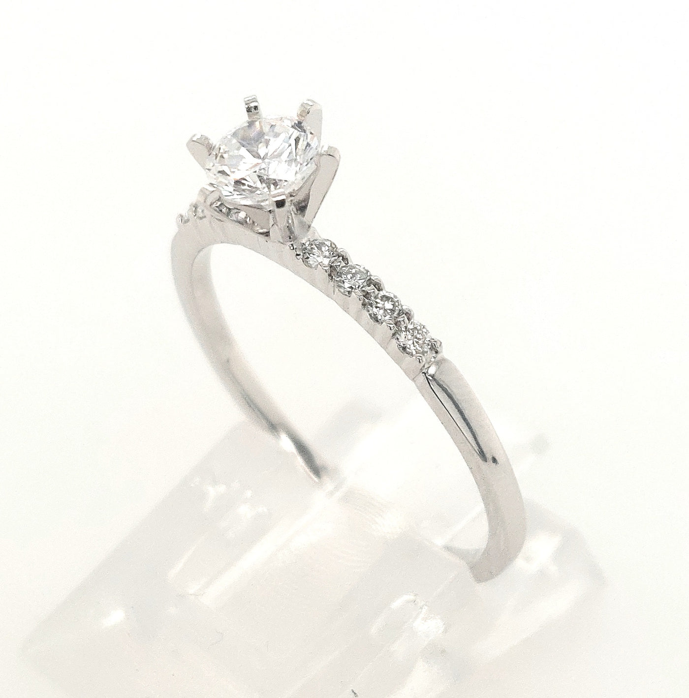 14KW Diamond Semi-Mount Ring with 0.40ct Cubic Zirconia Center (Size 7)