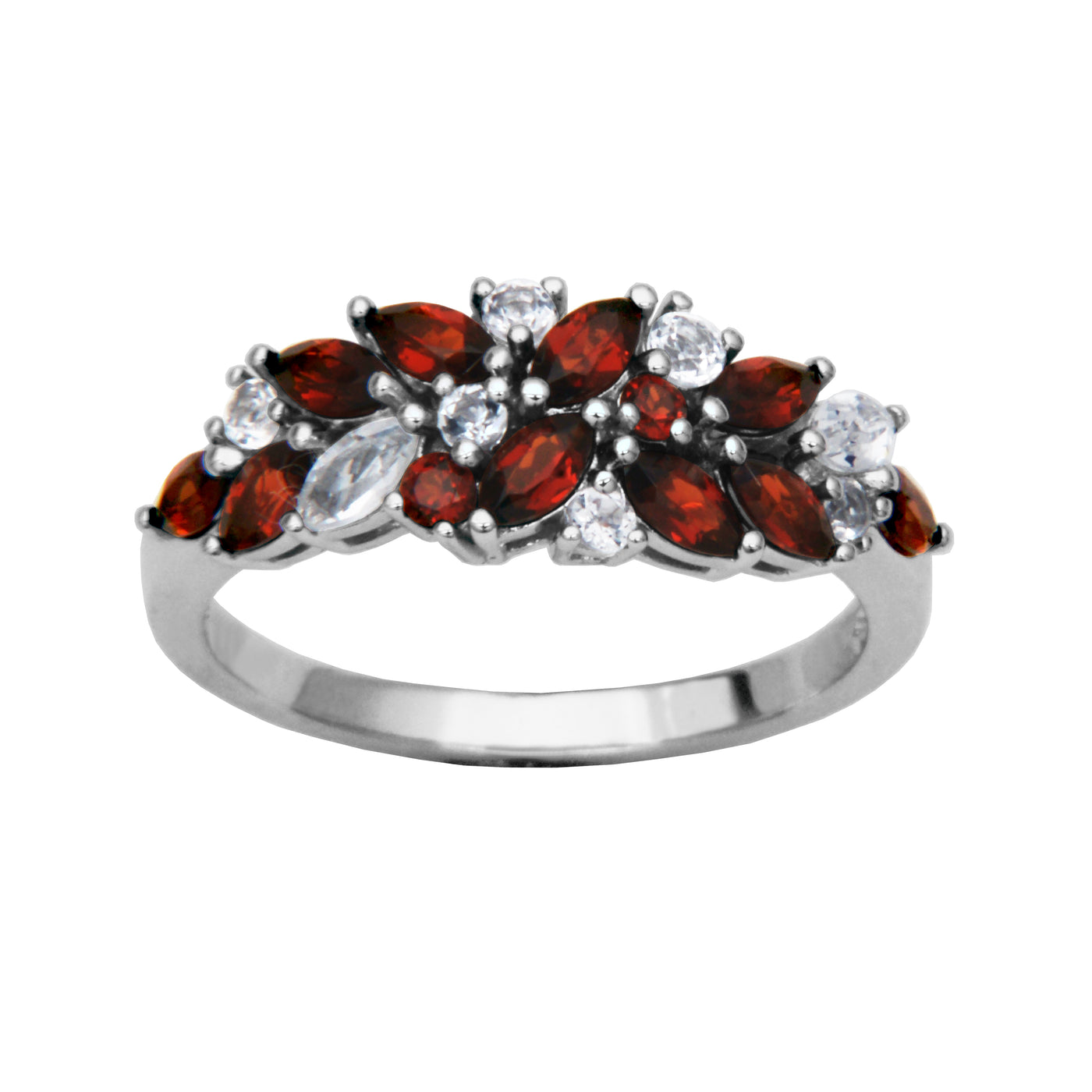 Sterling Silver Garnet & White Topaz Ring