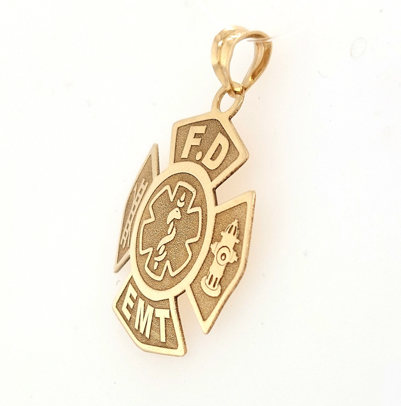 14KY Fire Department & EMT Maltese Cross Pendant