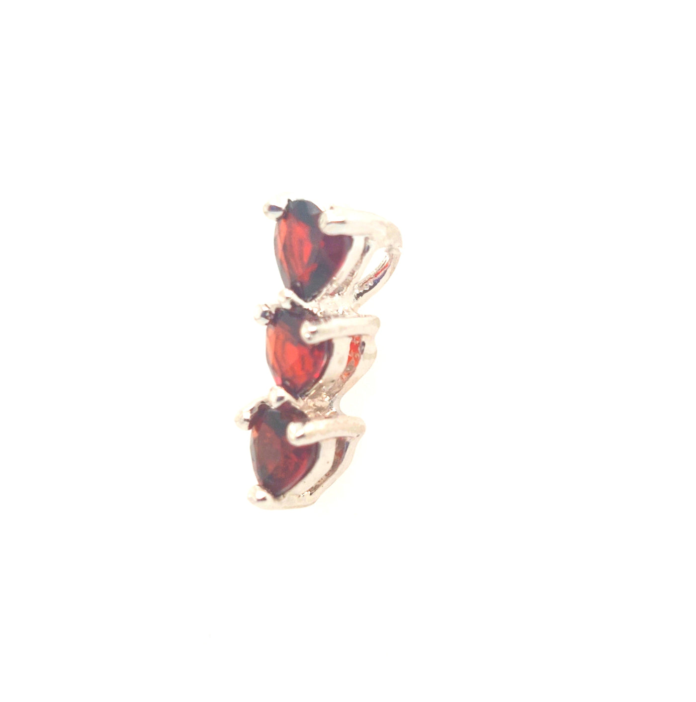 SS 3-Heart Garnet Pendant