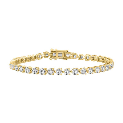 14KY 7.00ctTW RBC F-G/VS2-SI1 Lab-Grown 3-Prong Diamond Tennis Bracelet