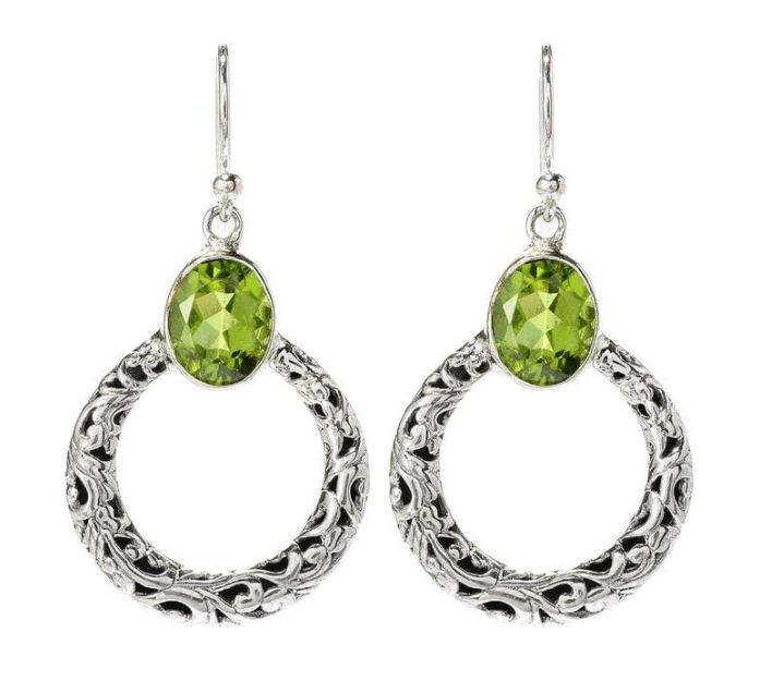 Sterling Silver Peridot "Sacred Circle Earrings"