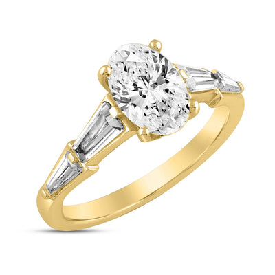 14KY 3.00ctTW Oval F-G/VS2-SI1 Lab-Grown Diamond Engagement Ring