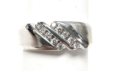 14K White Gold Gent's Two- Row Diamond Wedding Band