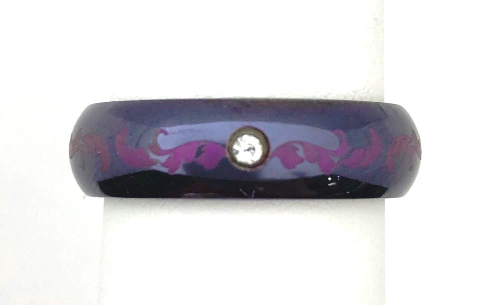 Edward Mirell Black Titanium Domed Anodized Purple Band with Diamond