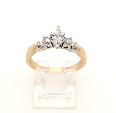 14KY RBC & Marquise Diamond Engagement Ring w/ approx 0.45ctTW H-I.SI2-I2 Size:7