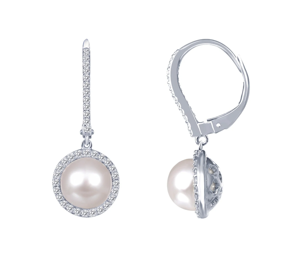 Sterling Silver Lafonn Cultured Freshwater Pearl Dangle Earrings