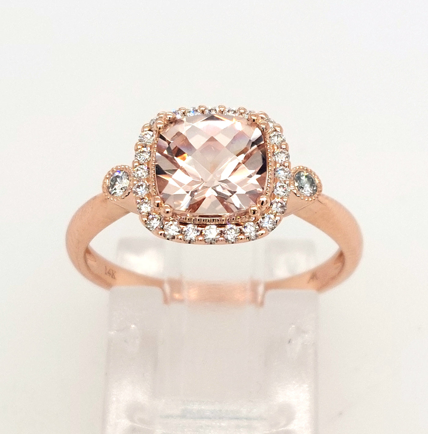 14KR Diamond and Morganite Engagement Ring (Size 7)