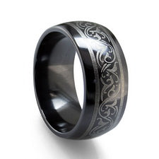 10mm Lasered Black Titanium Band Size: 10